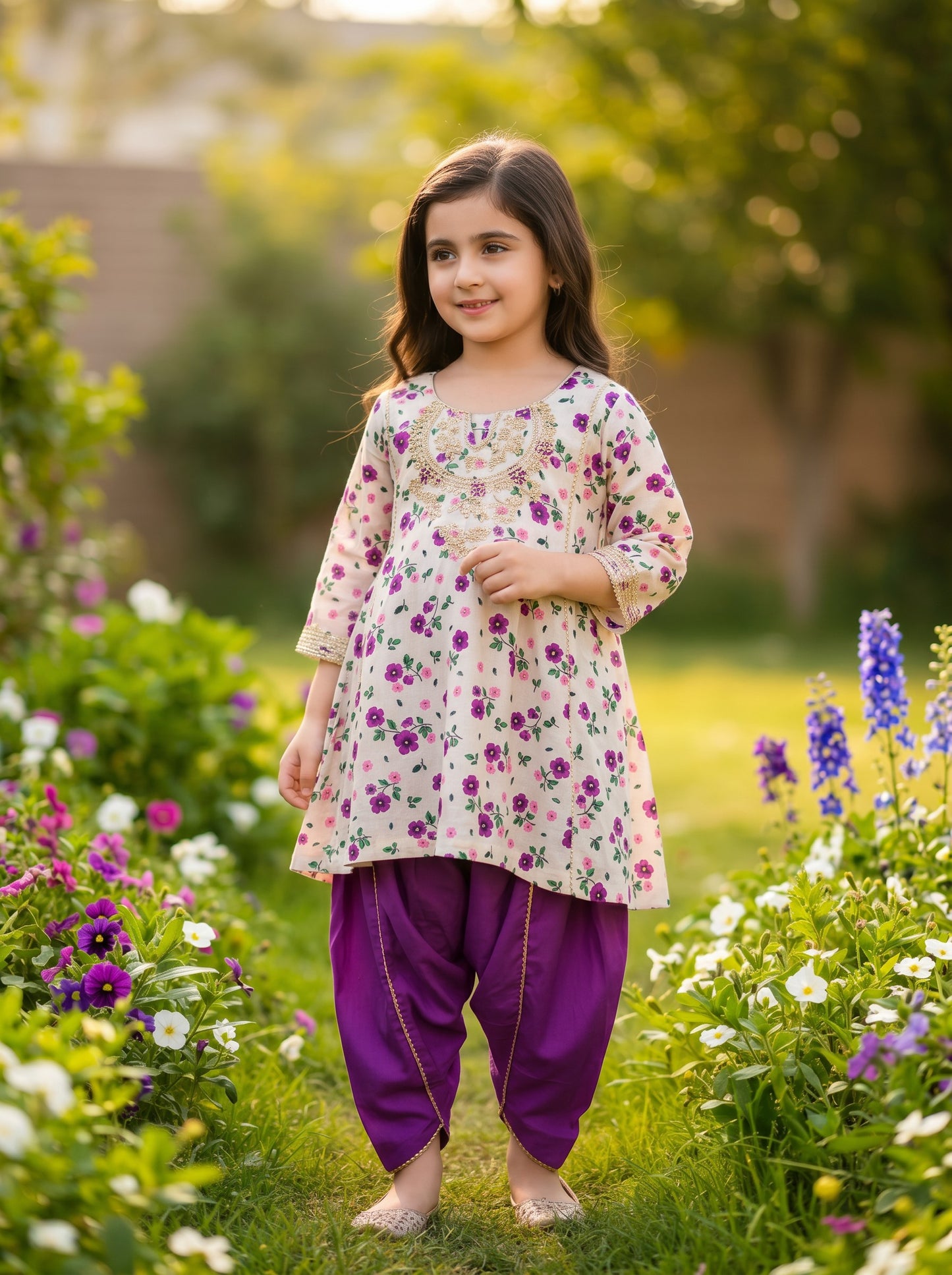 Summer Lawn-08K-Purple Golden Embroidery (Frock+Trouzer)
