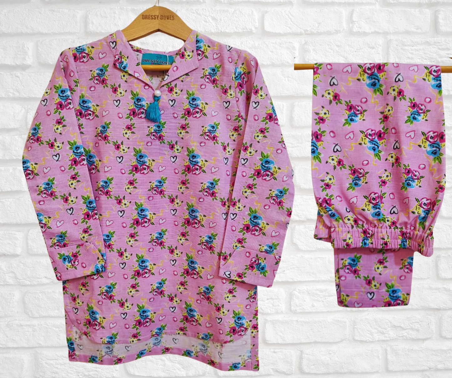 Khaddar Pink Flowers (Shirt+Trouser)