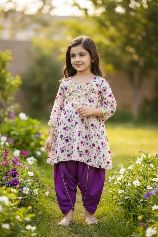 Summer Lawn-08K-Purple Golden Embroidery (Frock+Trouzer)
