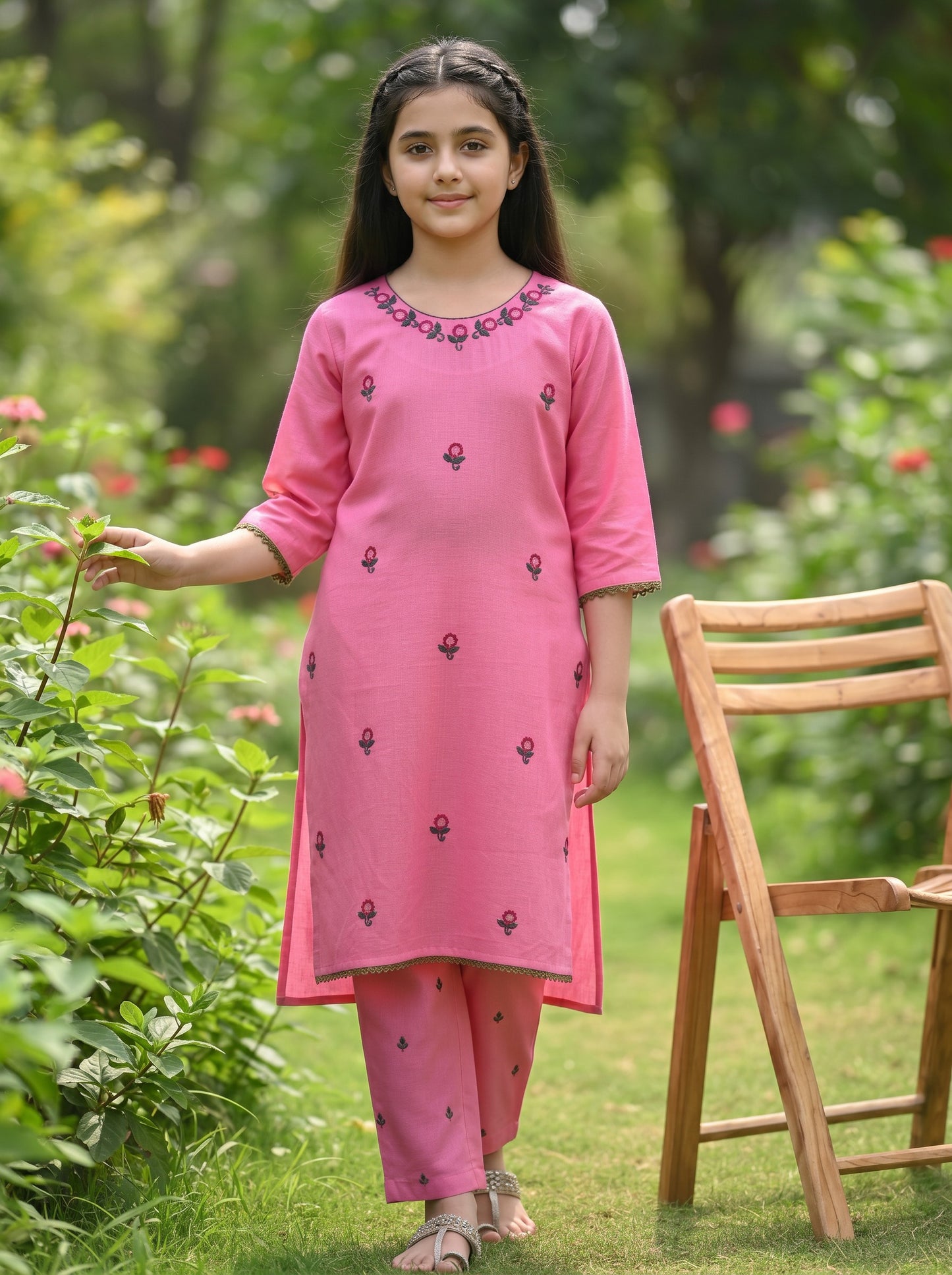 Rose Pink Hazara Hand Embroidery (2 Piece)