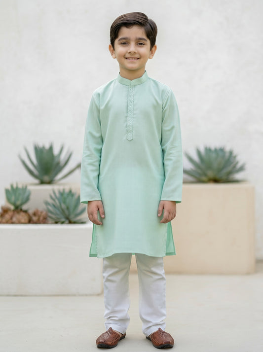 Embrioded Sea Green Kurta Trouser